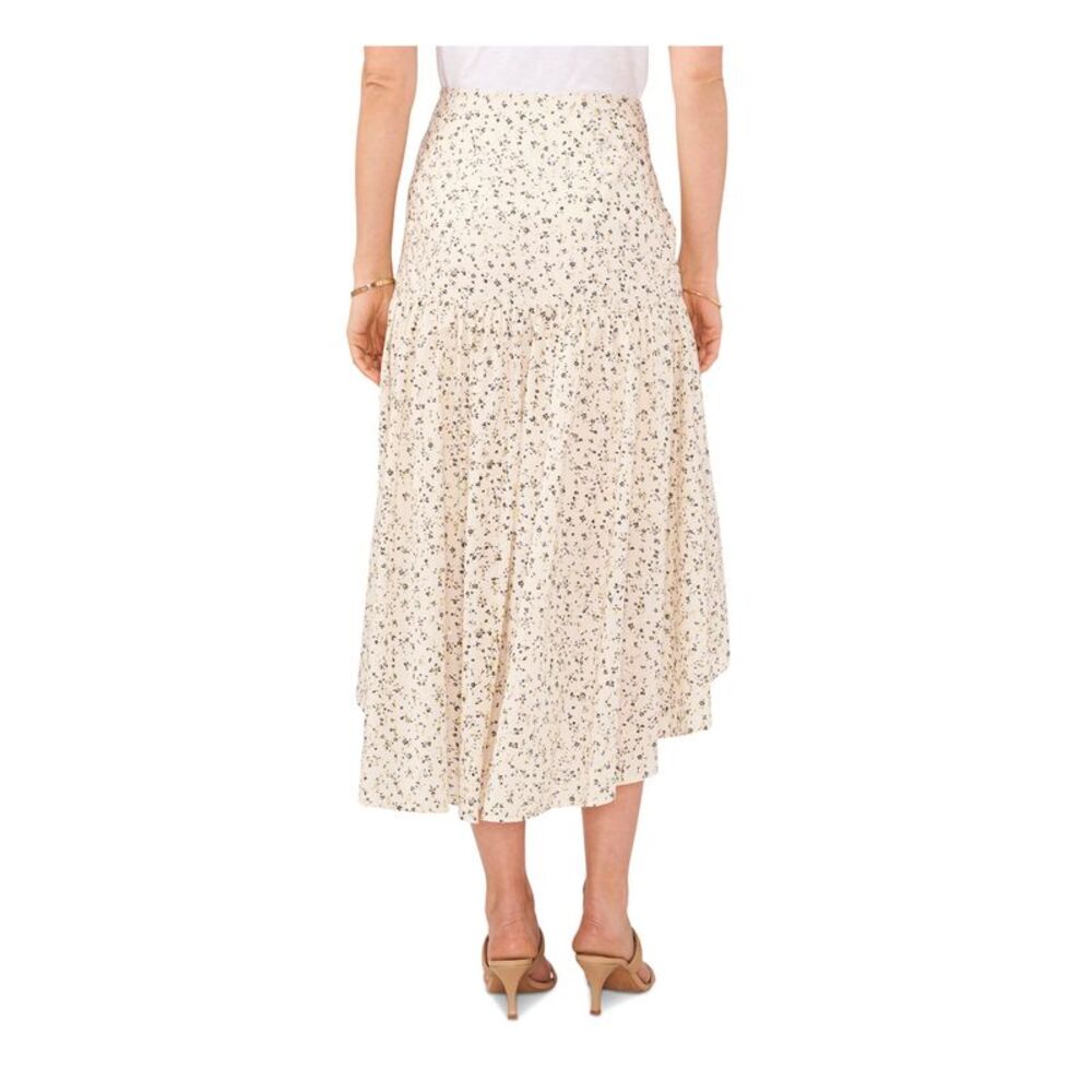 VINCE CAMUTO Womens Beige Zippered Lined Tiered Midi Hi-Lo Skirt 0 - Picture 2 of 4